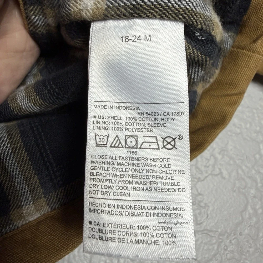 Old Navy Toddler 18-24M‎ Barn Coat Brown Corduroy Collar Flannel Lined Jacket